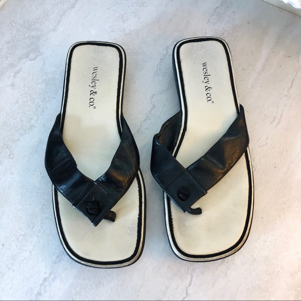 3/$20 Wesley & Co. square toe flip flop sandals